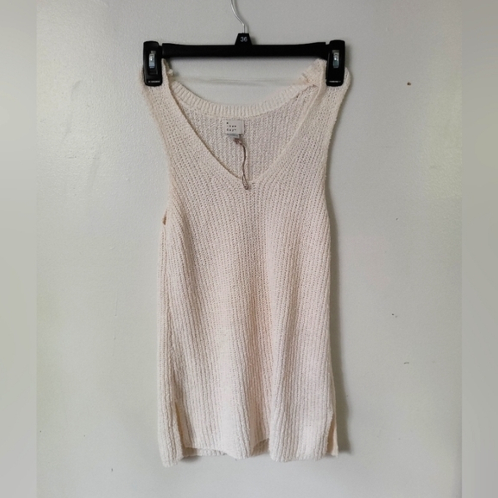 Cream Knit Sleeveless Top